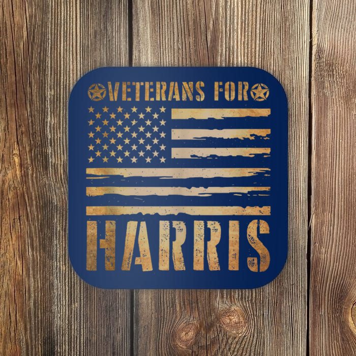 Vintage Veterans For Harris 2024 Military Vets Kamala Harris Coaster