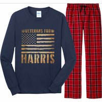 Vintage Veterans For Harris 2024 Military Vets Kamala Harris Long Sleeve Pajama Set