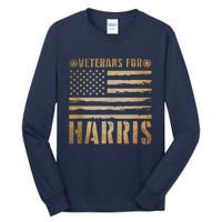 Vintage Veterans For Harris 2024 Military Vets Kamala Harris Tall Long Sleeve T-Shirt