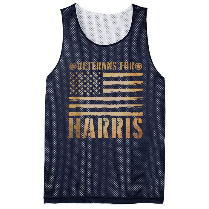 Vintage Veterans For Harris 2024 Military Vets Kamala Harris Mesh Reversible Basketball Jersey Tank