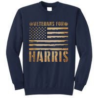 Vintage Veterans For Harris 2024 Military Vets Kamala Harris Tall Sweatshirt