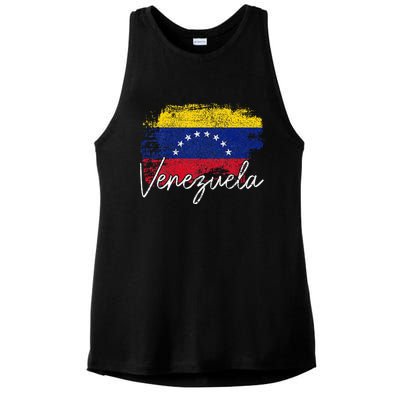 Venezuela Vintage Flag Venezuelan Pride Roots Ladies PosiCharge Tri-Blend Wicking Tank