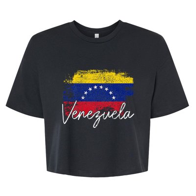 Venezuela Vintage Flag Venezuelan Pride Roots Bella+Canvas Jersey Crop Tee