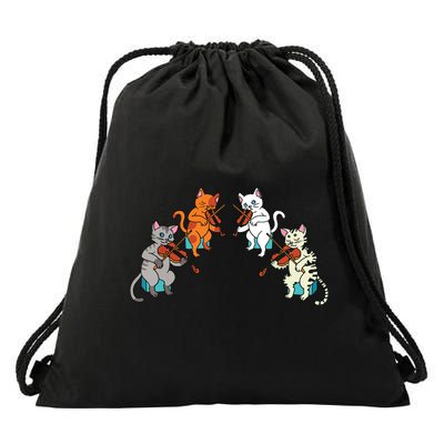 Violin Violinist Fiddle Player Orchestra Classical Cat Lover Drawstring Bag