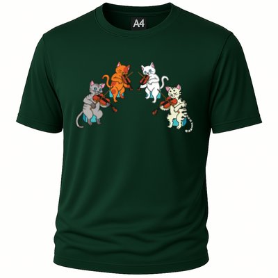 Violin Violinist Fiddle Player Orchestra Classical Cat Lover Cooling Performance Crew T-Shirt