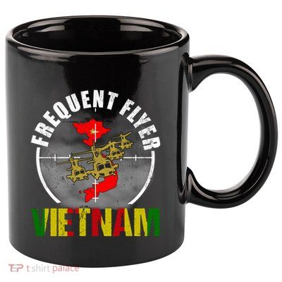 Vietnam Veteran Frequent Flyer Huey Helicopter Vintage 11oz C Handle Ceramic Mug