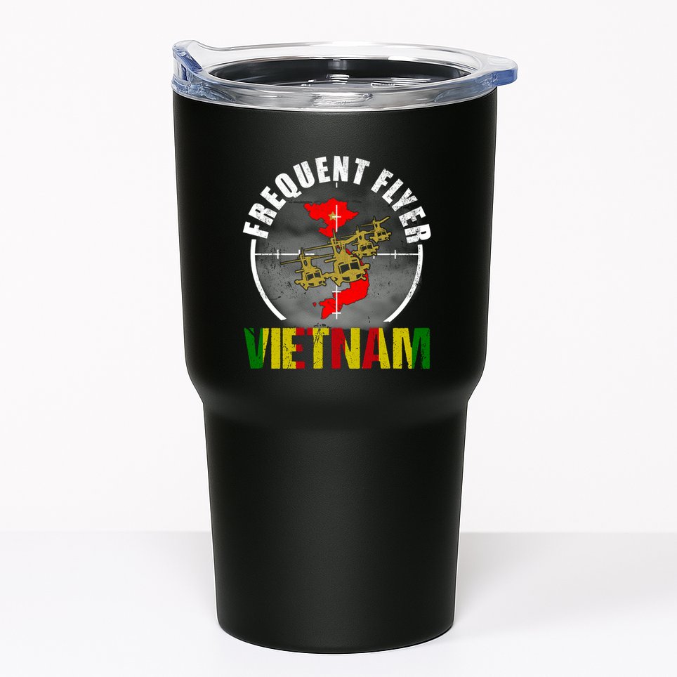 Vietnam Veteran Frequent Flyer Huey Helicopter Vintage Tumbler