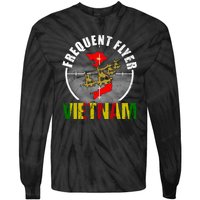 Vietnam Veteran Frequent Flyer Huey Helicopter Vintage Tie-Dye Long Sleeve Shirt