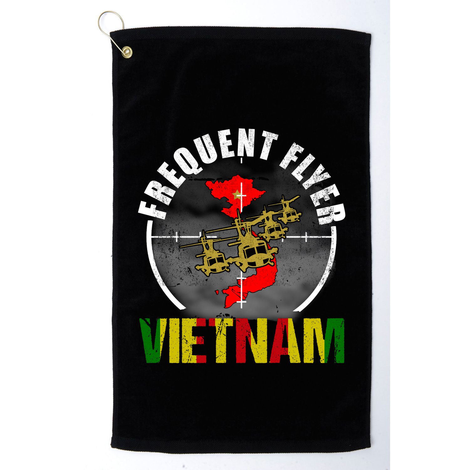 Vietnam Veteran Frequent Flyer Huey Helicopter Vintage Golf Towel