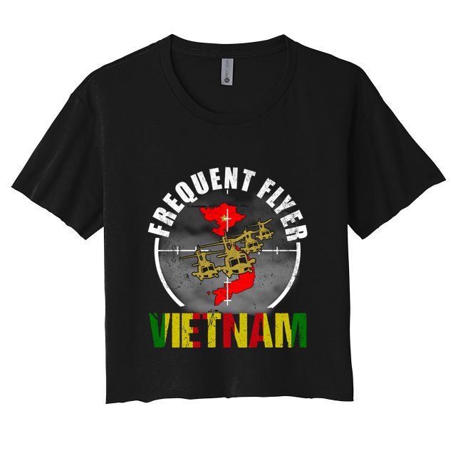 Vietnam Veteran Frequent Flyer Huey Helicopter Vintage Crop Top