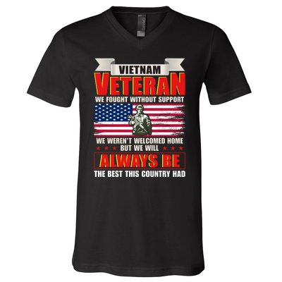 Vietnam Veteran Fought Without Support V-Neck T-Shirt