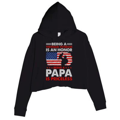 Vietnam Veteran Funny Gift Being A Papa Is Priceless Meaningful Gift Crop Fleece Hoodie