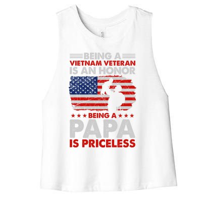 Vietnam Veteran Funny Gift Being A Papa Is Priceless Meaningful Gift Women's Racerback Cropped Tank