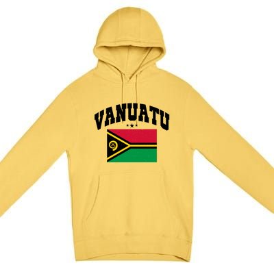 Vintage Vanuatu Flag Throwback Athletic Cute Gift Premium Pullover Hoodie