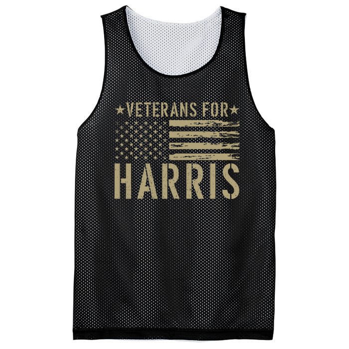 Vintage Veterans For Harris 2024 Military Vets Kamala Harris Gift Mesh Reversible Basketball Jersey Tank