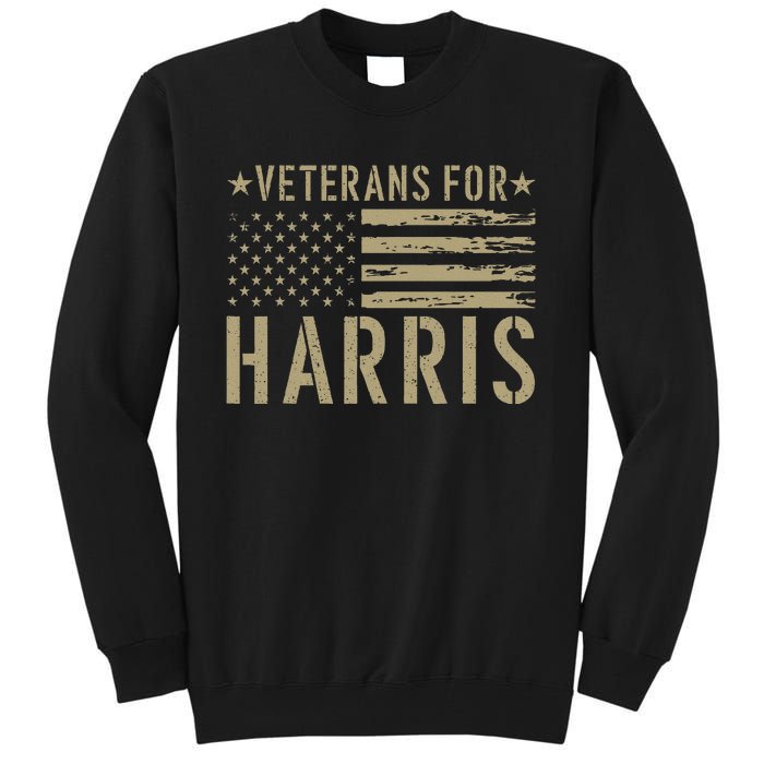 Vintage Veterans For Harris 2024 Military Vets Kamala Harris Gift Tall Sweatshirt