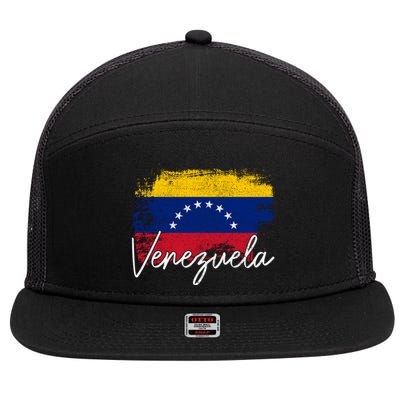 Venezuela Vintage Flag Venezuelan Pride Roots Great Gift 7 Panel Mesh Trucker Snapback Hat