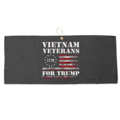 Vietnam Veterans For Trump 2024 American Flag 4th Of July Large Microfiber Waffle Golf Towel