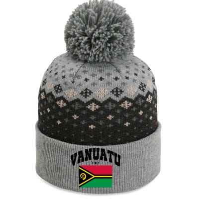 Vintage Vanuatu Flag Throwback Athletic Gift The Baniff Cuffed Pom Beanie