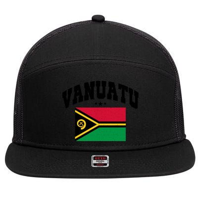 Vintage Vanuatu Flag Throwback Athletic Gift 7 Panel Mesh Trucker Snapback Hat