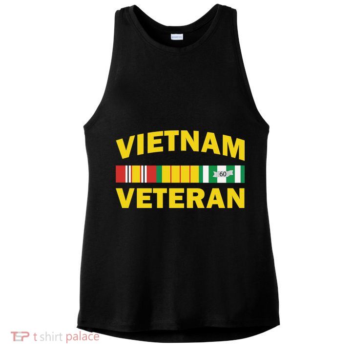Vietnam Veteran Flag Logo Ladies PosiCharge Tri-Blend Wicking Tank