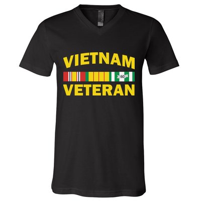 Vietnam Veteran Flag Logo V-Neck T-Shirt