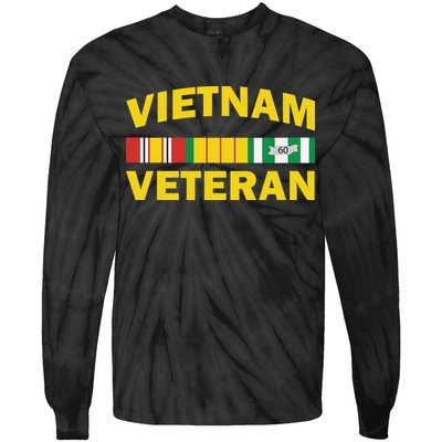 Vietnam Veteran Flag Logo Tie-Dye Long Sleeve Shirt