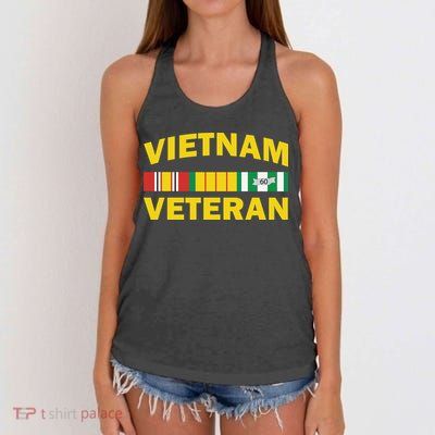 Vietnam Veteran Flag Logo Women's Knotted Racerback Tank