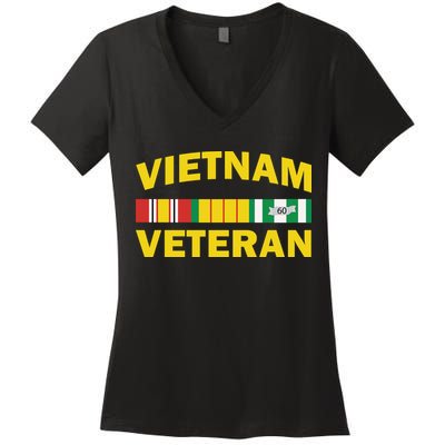 Vietnam Veteran Flag Logo Women's V-Neck T-Shirt