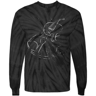 Vintage Violin For Music Lovers Tie-Dye Long Sleeve Shirt