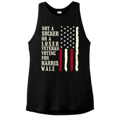 Veterans Voting For Harris Walz 2024 Not A Sucker Or A Loser Gift Ladies PosiCharge Tri-Blend Wicking Tank