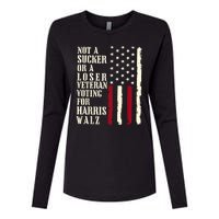 Veterans Voting For Harris Walz 2024 Not A Sucker Or A Loser Gift Womens Cotton Relaxed Long Sleeve T-Shirt