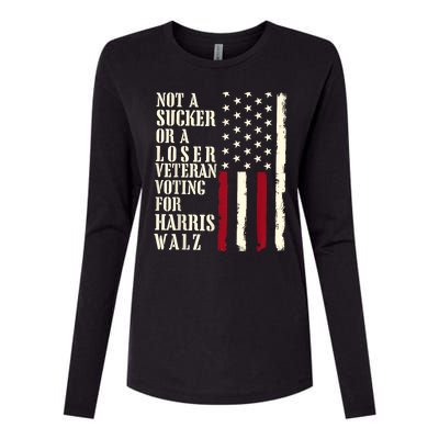 Veterans Voting For Harris Walz 2024 Not A Sucker Or A Loser Gift Womens Cotton Relaxed Long Sleeve T-Shirt