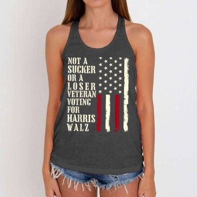 Veterans Voting For Harris Walz 2024 Not A Sucker Or A Loser Gift Women's Knotted Racerback Tank