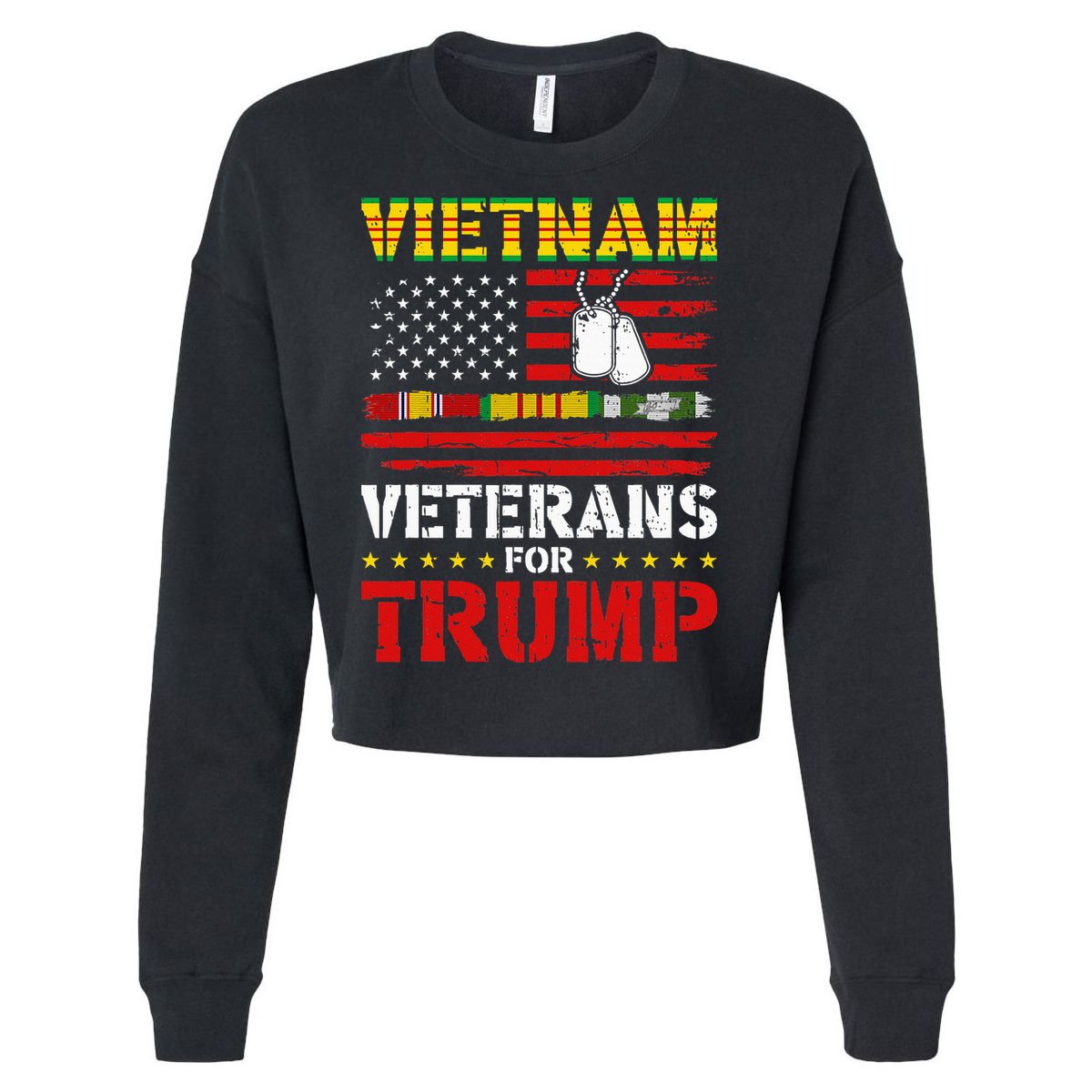 Vietnam Veterans For Trump 2024 Election Cropped Pullover Crew