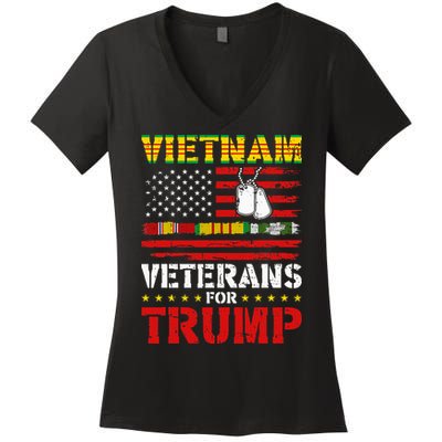 Vietnam Veterans For Trump 2024 Election Women's V-Neck T-Shirt