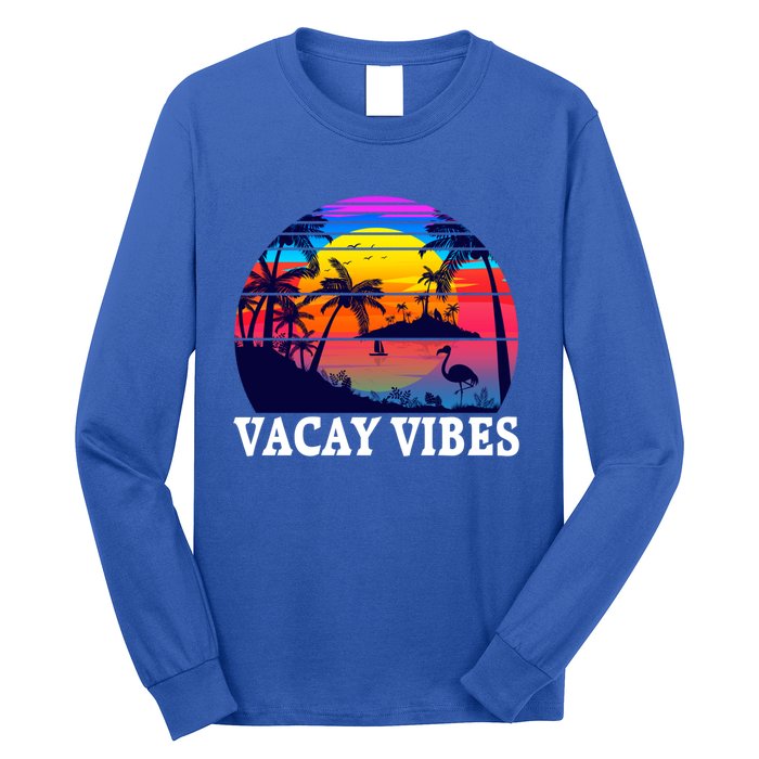 Vacay Vibes Family Vacation Trip Vintage Beach Summer Gift Long Sleeve Shirt