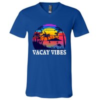 Vacay Vibes Family Vacation Trip Vintage Beach Summer Gift V-Neck T-Shirt