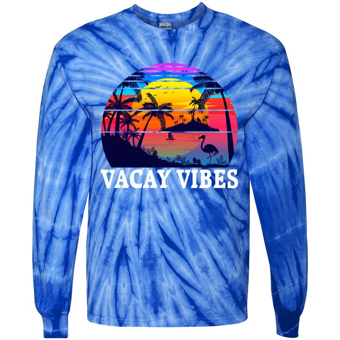 Vacay Vibes Family Vacation Trip Vintage Beach Summer Gift Tie-Dye Long Sleeve Shirt