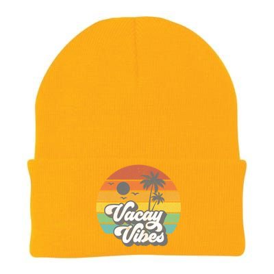 Vacay Vibes Funny Retro 70S Beach Vacation Gift Idea Cool Gift Knit Cap Winter Beanie