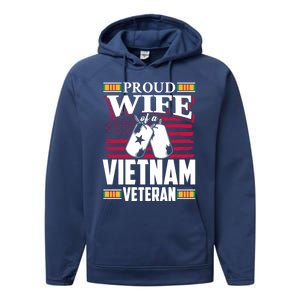 Vietnam Veteran Funny Gift Proud Wife Tees Mom Grandma Gift Funny Gift Performance Fleece Hoodie