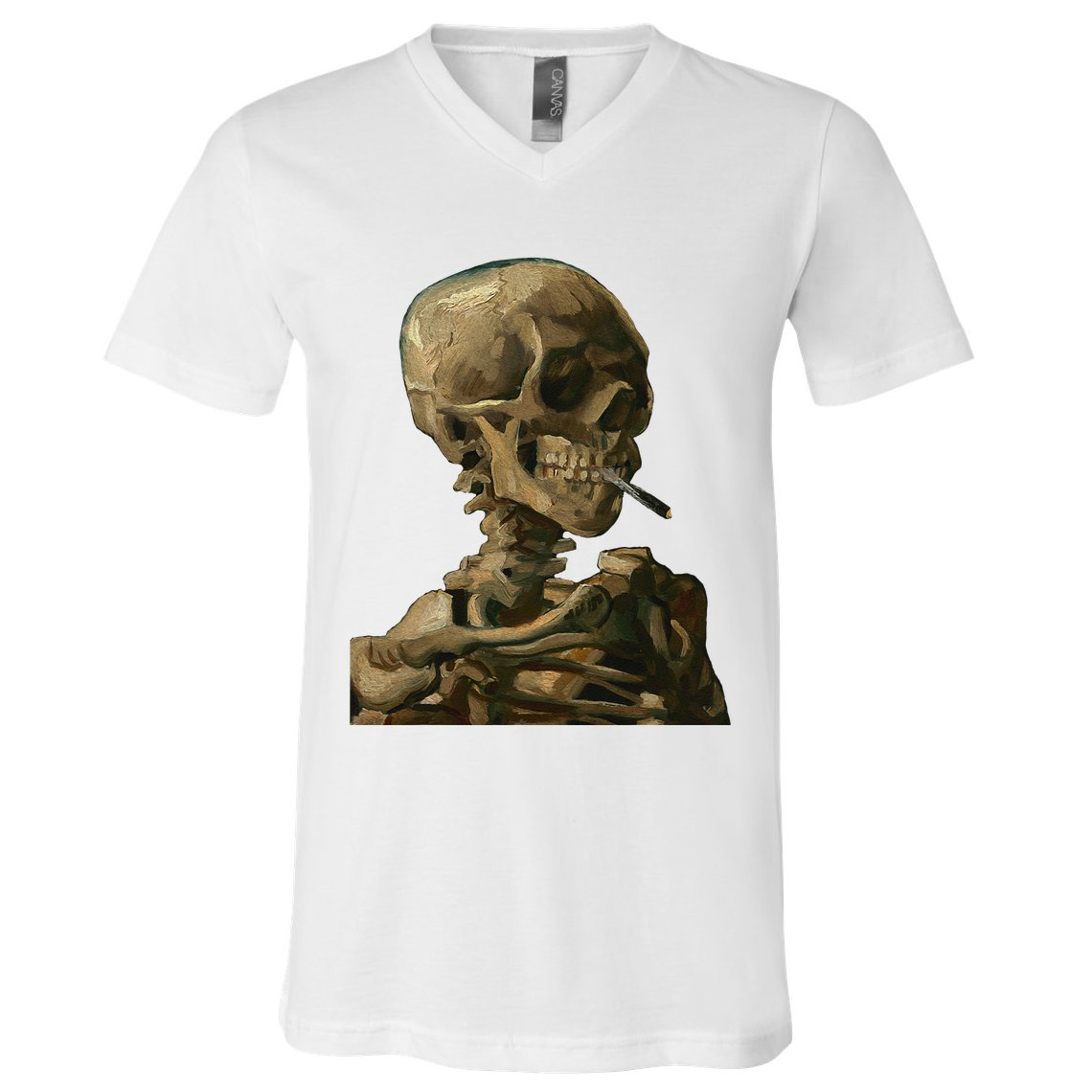 Vintage Van Gogh Skull Van Gogh Head Of A Skeleton Halloween V-Neck T-Shirt