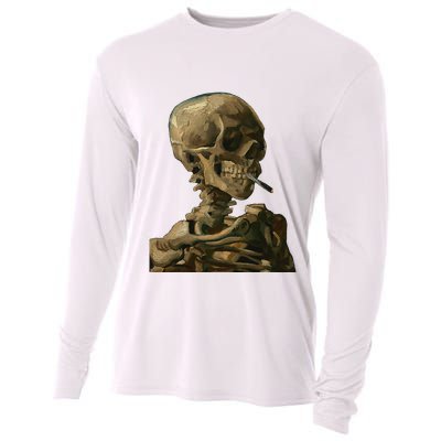 Vintage Van Gogh Skull Van Gogh Head Of A Skeleton Halloween Cooling Performance Long Sleeve Crew