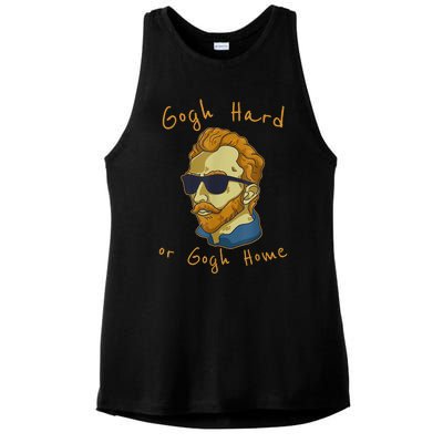 Vincent Van Gogh Hard Or Go Home Artist Humor Funny Ladies PosiCharge Tri-Blend Wicking Tank