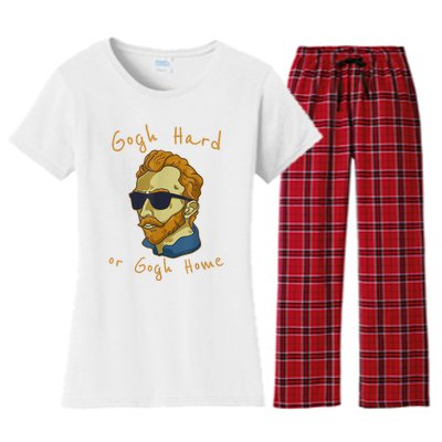 Vincent Van Gogh Hard Or Go Home Artist Humor Funny Women's Flannel Pajama Set