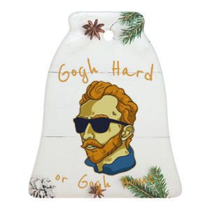 Vincent Van Gogh Hard Or Go Home Artist Humor Pun Ceramic Bell Ornament