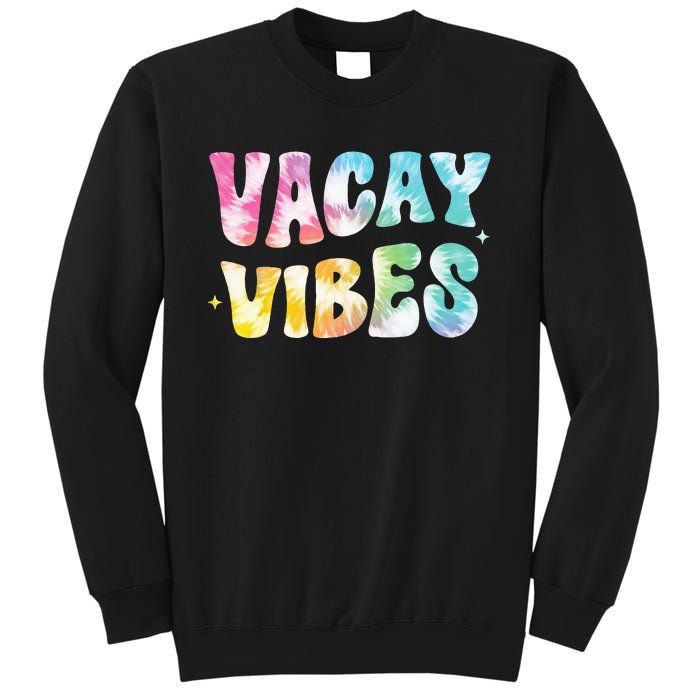 Vacay Vibes Groovy Tie Dye Summer Vacation Family Trip Retro Sweatshirt