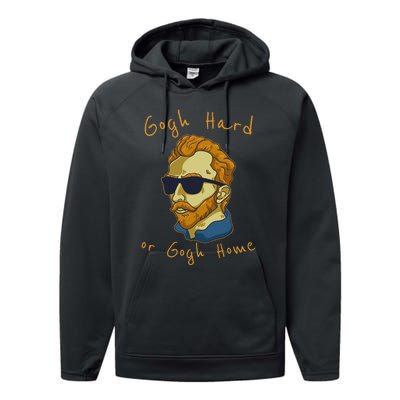 Vincent Van Gogh Hard Or Go Home Artist Humor Pun Performance Fleece Hoodie