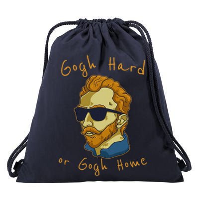 Vincent Van Gogh Hard Or Go Home Artist Humor Pun Drawstring Bag