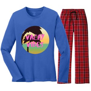 Vacay Vibes Gift Women's Long Sleeve Flannel Pajama Set 